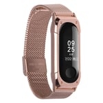 KOMI Watch Band Replacement for Xiaomi mi Band 4 / mi band 3, Stainless Steel Smart Watch Wrist Straps Metal Bracelet(mesh-rose)