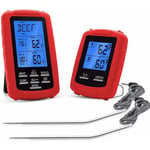 Groofoo - Thermomètre de Cuisson Sans Fil à Double Sonde - Pour Four, Grill, Rôtis, Fritures - Lecture Instantanée - Télécommande