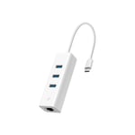 TP-Link UE330C V1 - hubb - USB-C, med Gigabit Ethernet - 3 portar