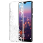 Huawei P20 Pro Case, Eouine Huawei P20 Pro Phone Case Clear with Pattern [Ultra Slim] Shockproof Soft TPU Silicone Gel Back Cover Bumper Skin for Huawei P20 Pro Smartphone (White flower)