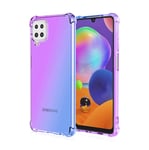 GOGME Case for Samsung Galaxy A12 / M12 Case, Gradient Color Ultra-Slim Crystal Clear Anti Smudge Silicone Soft Shockproof TPU + Reinforced Corners Protection Phone Cover (Purple/Blue)