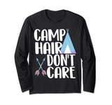 Funny camping teepee camper rv tent women outdoors bonfire Long Sleeve T-Shirt