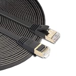 JIAOCHE 10m CAT7 10 Gigabit Ethernet Ultra Flat Patch Cable for Modem Router LAN Network - Built with Shielded RJ45 Connectors (Black) (Color : Black)