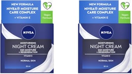 2 x NIVEA Moisturising Night Cream for Normal Skin (50ml)