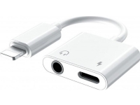 USB Adapter Platinet Lightning - Jack 3.5mm + Lightning Biały (PMMA9826)