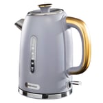 Daewoo SDA1817 Astoria Stainless Steel Lid Opening and Auto/Manual Switch Off Options (220-240V) Boil Dry Protection and Cord Storage, Timeless Design for Any Kitchen, 1.7L Kettle (Grey)