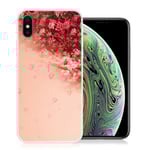 iPhone XS Mänstart flexibelt mobilskal tillverkat av mjukt silikon plast - Röda Blommor