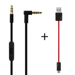 Mosdoor Replacement Stereo Audio Cable/Wire/Cord for Beats by Dre Headphones Solo/Studio/Pro/Detox/Wireless/Mixr/Executive/Pill(Black) + Charge Cable Wireless Dr and Pill
