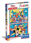 Clementoni- Puzzle Mickey Disney 2x20pzs Does Not Apply Supercolor Mickey-2x20 Enfants 3 Ans-boîte de 2 (20 pièces), Dessin animé-fabriqué en Italie, 24791, Multicolore, Medium