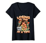 Womens Losing My Mind One Kid at a Time - Mother's Day Humor V-Neck T-Shirt