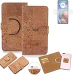 360° wallet case cork cover for Motorola Moto E32 case bag