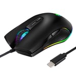 1X(USB C Mouse Type C Ergonomic Wired Mouse RGB Gaming Mouse Optical Mouse P6H6)