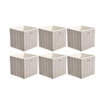 Amazon Basics Collapsible Fabrid Storage Cube Organiser Bins with Oval Grommets, Pack of 6, Chevron Taupe, 26.7 x 26.7 x 28 cm