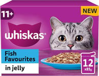 Whiskas 11+ Fish Selection in Jelly 48 x 85 g Pouches, Senior Cat Food, Pack of