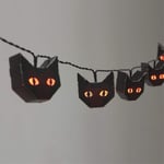 Halloween Lights String, LED Black Cat Light Battery Operated, 15 Orange Led with Black Paper Cat Lantern Holiday Lights for Halloween Party Bedroom Mantle Fireplace Decoration