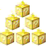 Mario Party Treat Box 24 st Video Game Tegelsten Presentpåsar för Mario Tema Fest Dekorationer Tillbehör för Pojkar Flickor Barn (Guld Tegelsten)