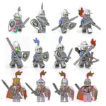 12 st Medeltida Figurer Riddare Minifigur Soldat Actionfigur Byggklossleksaker Barnleksak Presentkollektion