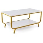 Soffbord i marmor Rektangulärt soffbord med 2 nivåer 105 x 55 x 46,5 cm vitt
