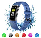 INOV8 Galaxy A370 Water Resistant Bluetooth Activity Health & Fitness Tracker Watch - 14 sports options and Monitoring for Heart Rate, Sleep, Calorie, Step Counter/Pedometer. Blue