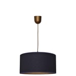 Abba Cylindrical Pendant Ceiling Light Dark Blue Gold 40cm