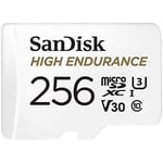 SanDisk HIGH ENDURANCE Carte microSDHC 256Go + Adaptateur SD - pour le monitoring vidéo domestique ou sur dashcam – jusqu'à 100Mo/s