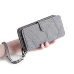 iPhone 7 8 Plus GRIS-Étui portefeuille en cuir pour téléphone, sac à main pour iPhone