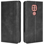 HualuBro Motorola Moto G9 Play Case, Retro PU Leather Full Body Shockproof Wallet Flip Case Cover with Card Slot Holder and Magnetic Closure for Motorola Moto G9 Play Phone Case (Black)