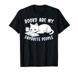 Books Are My Favorite People Cat with Coffee Mug Book Lovers T-Shirt