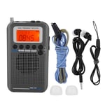 Tosuny Mini Radio with Earplugs, Aircraft Band Radio Receiver, VHF Portable Full Band Radio Recorder, Portable Personal Radio (Black)