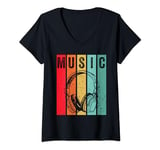 Womens Vintage Electronic Music Lover Dj Retro Headphones Men Women V-Neck T-Shirt