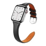 Apple Watch 45mm Series 8 Smalt armband i äkta läder, svart