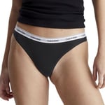 Calvin Klein Trosor 3P Modern Logo Thongs Svart bomull Large Dam