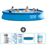 Intex Pyöreä puhallettava Easy Set uima-allas - 457 x 84 cm - Sininen - Sisältää pumpun Suodattimet - Peite - Kloori Tarvikkeet Mukaan Lukien CB87
