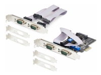 StarTech.com 4-ports seriell PCIe-kort, Quad-Port PCI Express til RS232/RS422/RS485 (DB9) seriekort, lavprofilbrakett inkl., 16C1050 UART, TAA-kompatibel, for Windows/Linux, TAA-kompatibel - nivå -4 ESD-beskyttelse (PS74ADF-SERIAL-CARD) - Serieadapter - PCIe lavprofil - RS-232 x 4 - sort - TAA-kompatibel