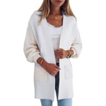 Women Fashion Coats Pocket Ladies Winter Warm White M