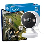 Tapo 2K Indoor/Outdoor Wi-Fi Home Security Camera, IP66 Weatherproof, AI&Baby Cry Detection, Colour Night Vision, Cloud & SD Card Storage up to 512G, work with Amazon Alexa & Google (Tapo C120)