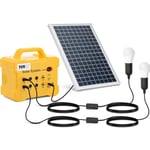 MSW Aurinkopaneeli akulla ja 2 LED-lamppua - 10 W - 12 V