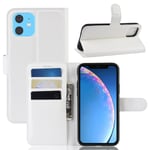 iPhone 11 - Litchi Plånboksfodral - Vit White Vit
