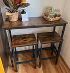 Breakfast Bar Table And Stools Kitchen Pub Dining Room Industrial Furniture Set