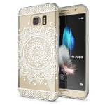 NALIA Case compatible with Samsung Galaxy S7, Ultra-Thin Pattern Silicone Back Cover Soft Protector, Crystal Clear Gel Shockproof Bumper, Slim-Fit Protective Skin Etui, Designs:Circle Flowers