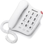 BIG BUTTON IMPAIRED VISION EASY READ WHITE CORDED TELEPHONE PHONE LED FLASH 