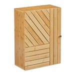 Armoire suspendue pour salle de bain, bambou, niveaux réglables, montage porte flexible, 55x40x20 cm, nature - Relaxdays
