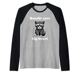 Bandit Eyes Big Heart - Cute Kawaii Chibi Raccoon Raglan Baseball Tee