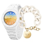 ICE-WATCH Femme Analogue Quartz Montre avec Bracelet en Silicone 020391+ Chain Bracelet - Almond Skin - Bracelet Mailles XL de Couleur Blanc cassé (020353)