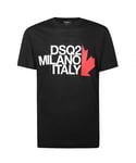 Dsquared2 Mens DSQ2 Milano Italy Black T-Shirt Cotton - Size X-Large