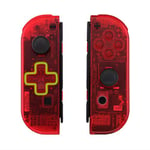 eXtremeRate Coque de Remplacement avec Bouton pour Nintendo Switch Joycon (Version D-Pad), Coque avec Bouton Customisé pour Nintendo Switch & Switch Modèle OLED Joycon, Transparent Rouge