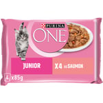 Pâtée Pour Chat Junior Au Saumon Purina One - Les 4 Sachets De 85g