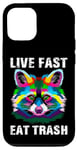 Coque pour iPhone 13 Live Fast Eat Trash Poubelle Ratons laveurs Raccoon