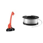 BLACK+DECKER GL250-GB Grass Trimmer with 23 cm Swathe and Bump Feed Line System, 250 W, Orange & Spool and Line 10 m for Reflex Strimmer Nylon Wire 1.6 mm Diameter Transparent and Resistant A6481-XJ