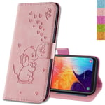 MRSTER Galaxy A20e Case, Samsung A20e Case Wallet PU Leather Magnetic Flip Case Cute Elephant Embossing Cover Card Slots with Stand for Samsung Galaxy A20e. RZ Elephant Pink
